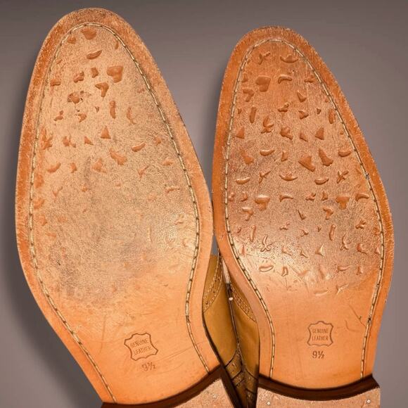 Men\'s Sz 9.5 PERRY ELLIS PORTFOLIO Tan Leather Wingtip Brogue Lace Up Shoes EUC main image 13